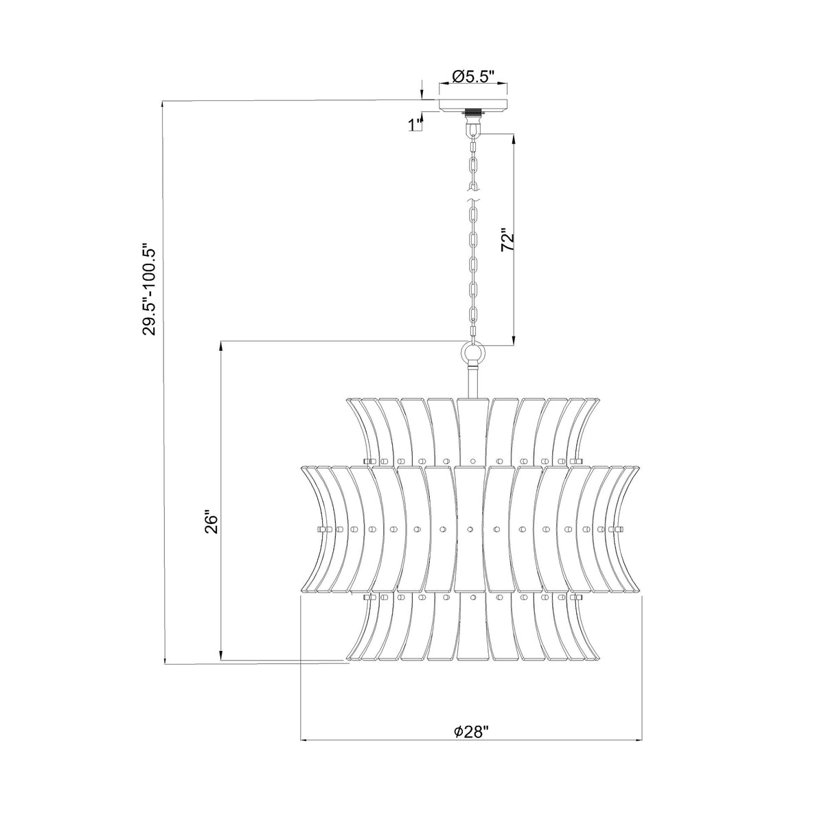 Abigail 28'' Chandelier dimensions