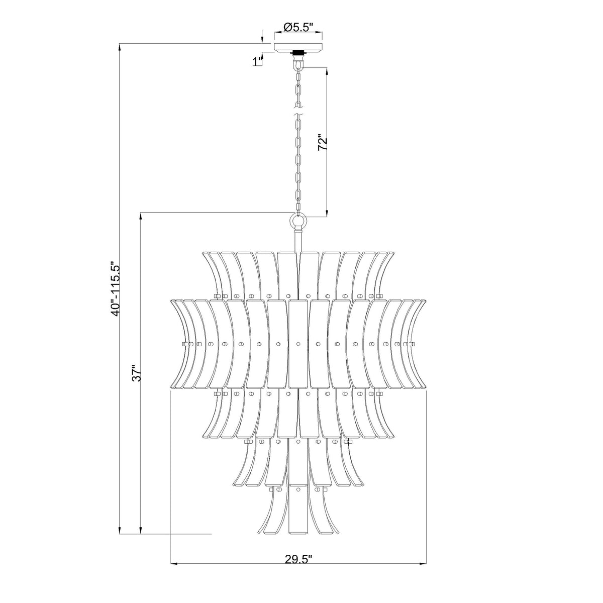 Abigail 29.5'' Chandelier dimensions