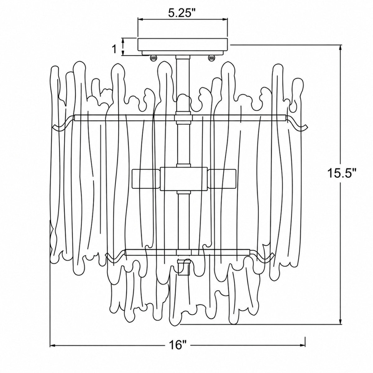 Ackerly 16'' Semi Flush Mount dimensions