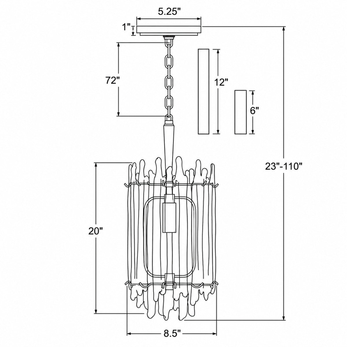 Ackerly 8.5'' Chandelier dimensions
