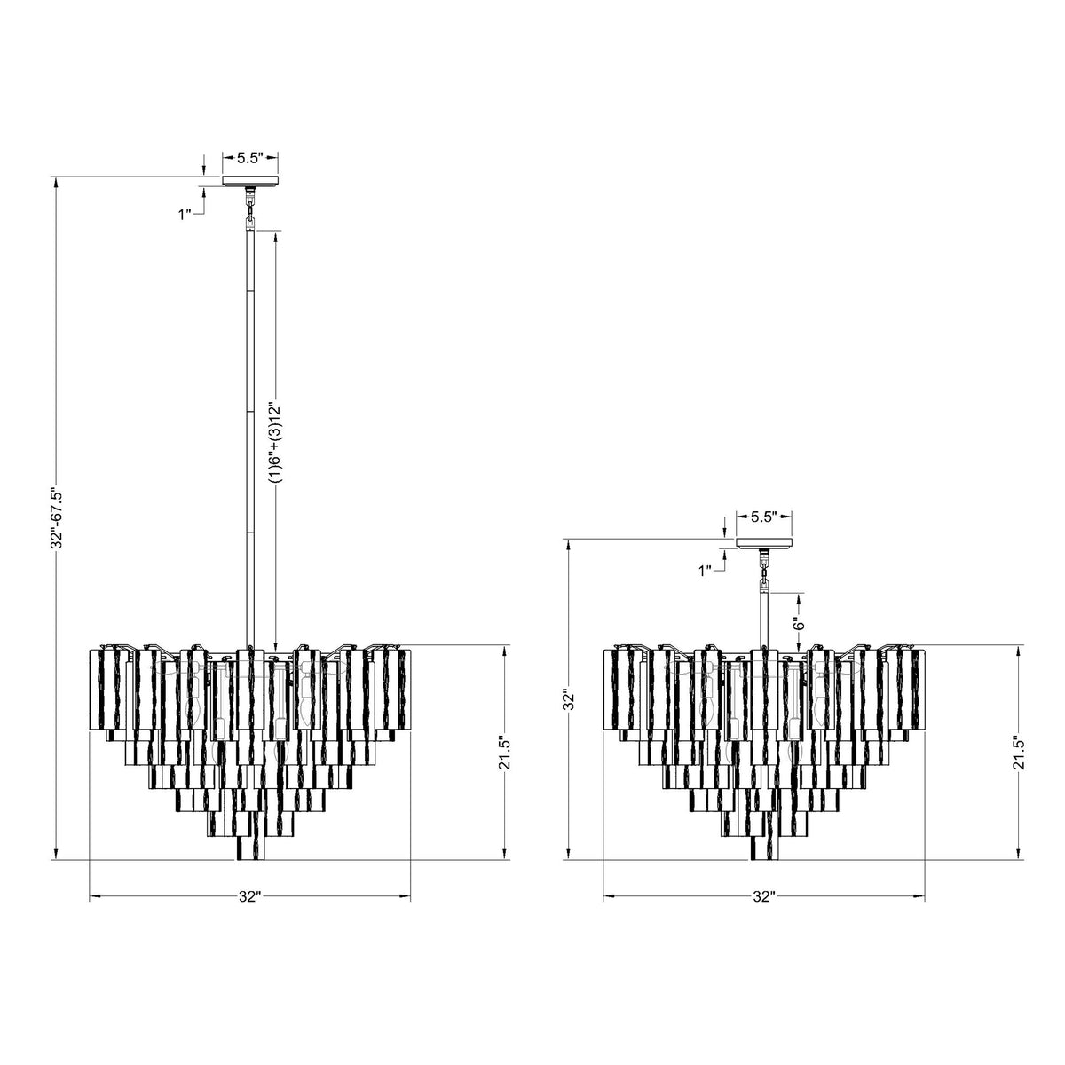 Addis 32'' Chandelier dimensions