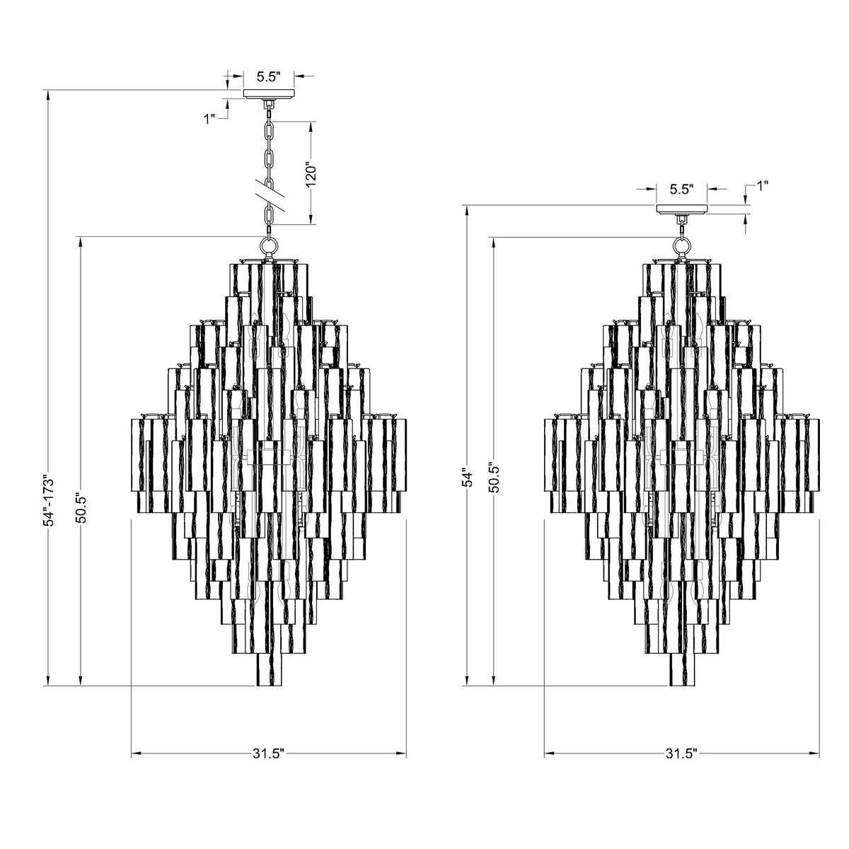 Addis 31.5'' Chandelier dimensions