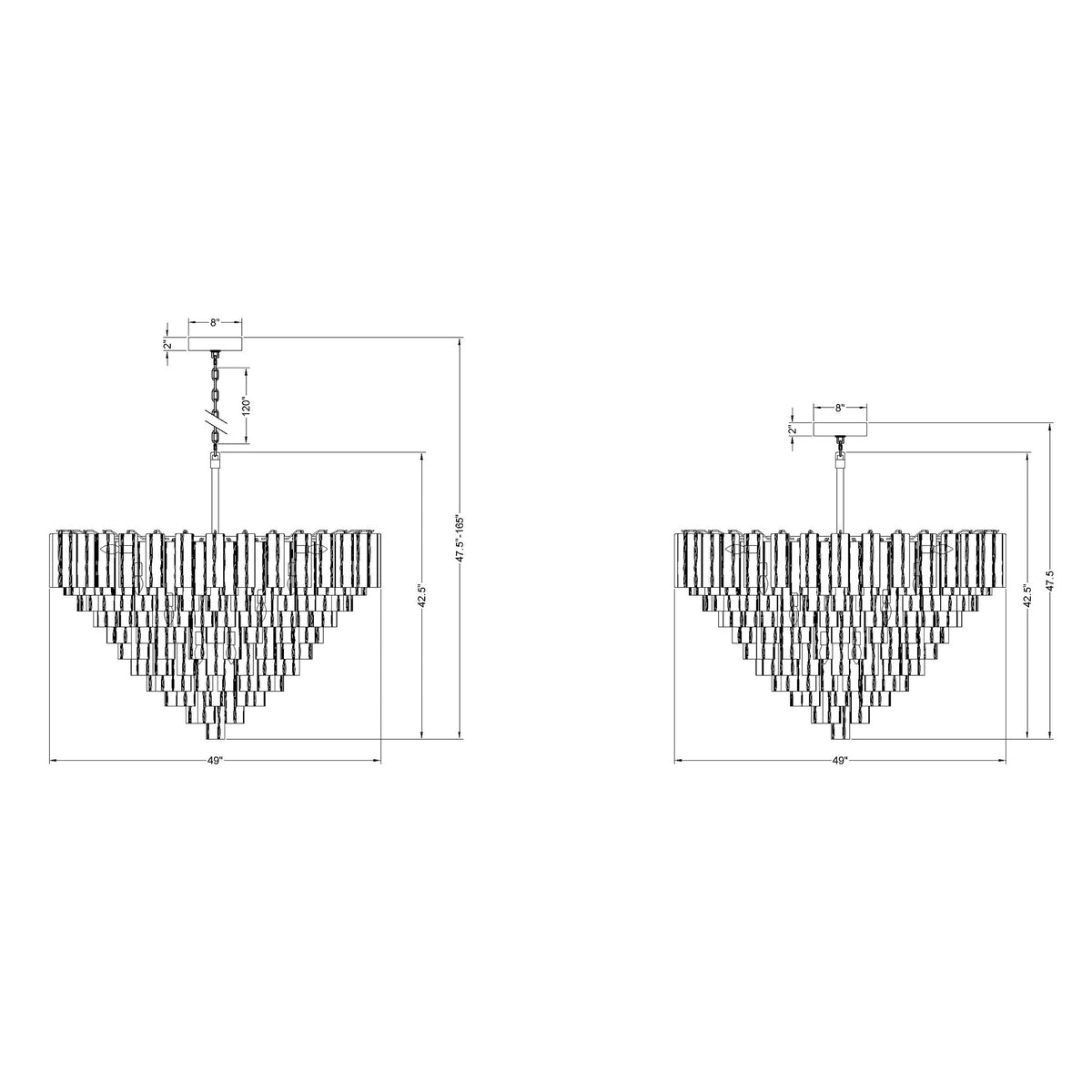 Addis 49'' Chandelier dimensions