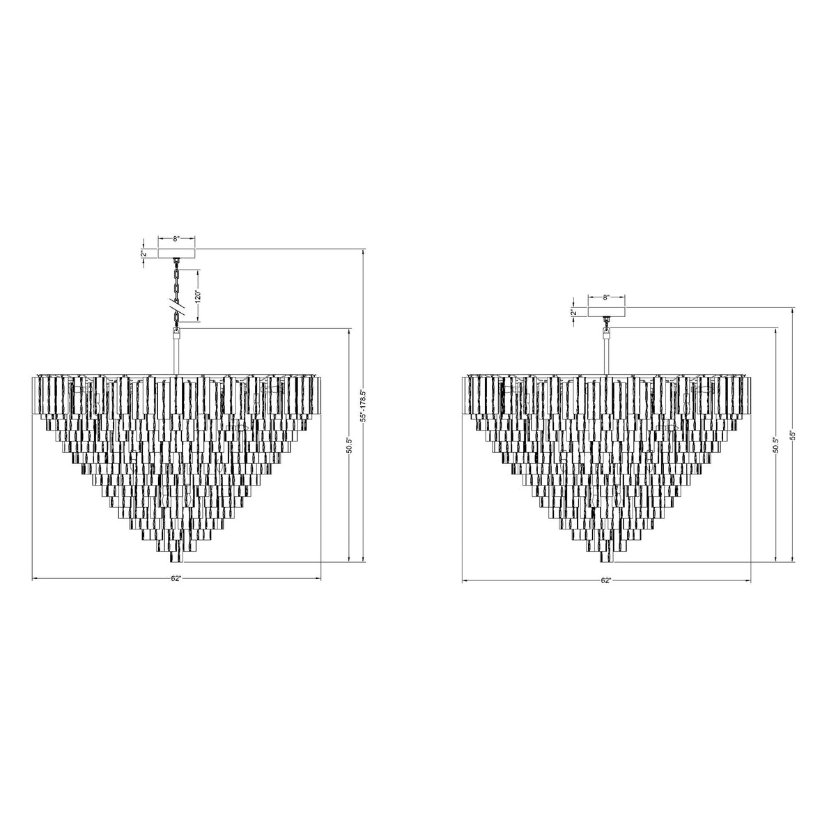 Addis 62'' Chandelier dimensions