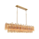Addis 65'' Linear Chandelier in Aged Brass - Front View (ADD-337-AG-AM)