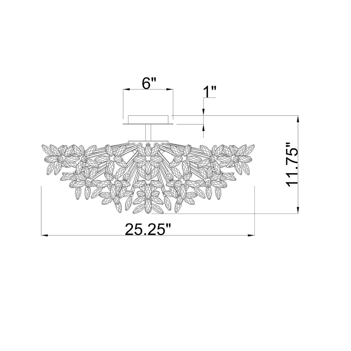 Adley 25.25'' Semi Flush Mount dimensions