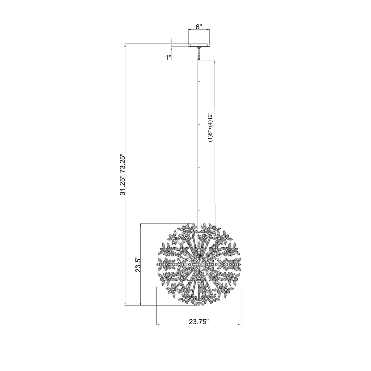 Adley 23.75'' Chandelier dimensions