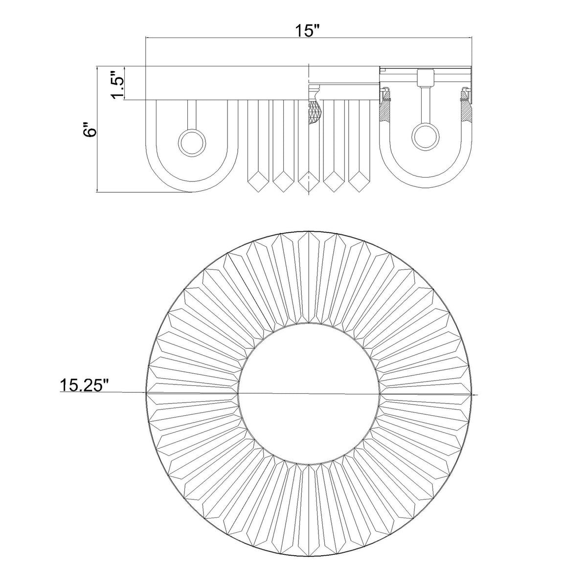 Alister 15.25'' Flush Mount dimensions