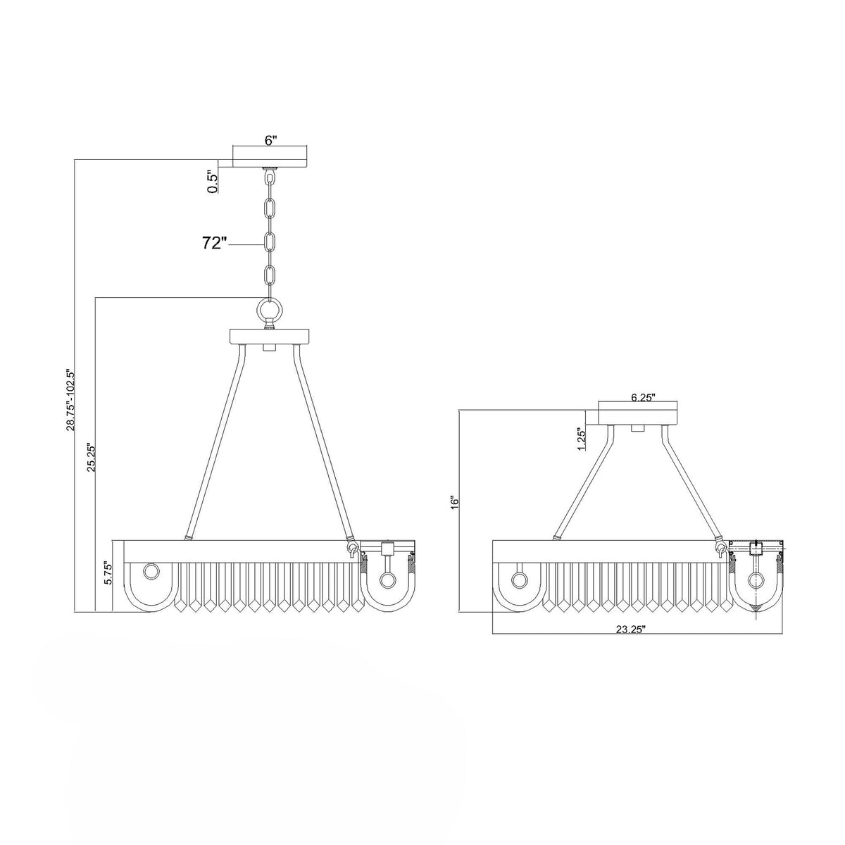 Alister 23.25'' Semi Flush Mount dimensions