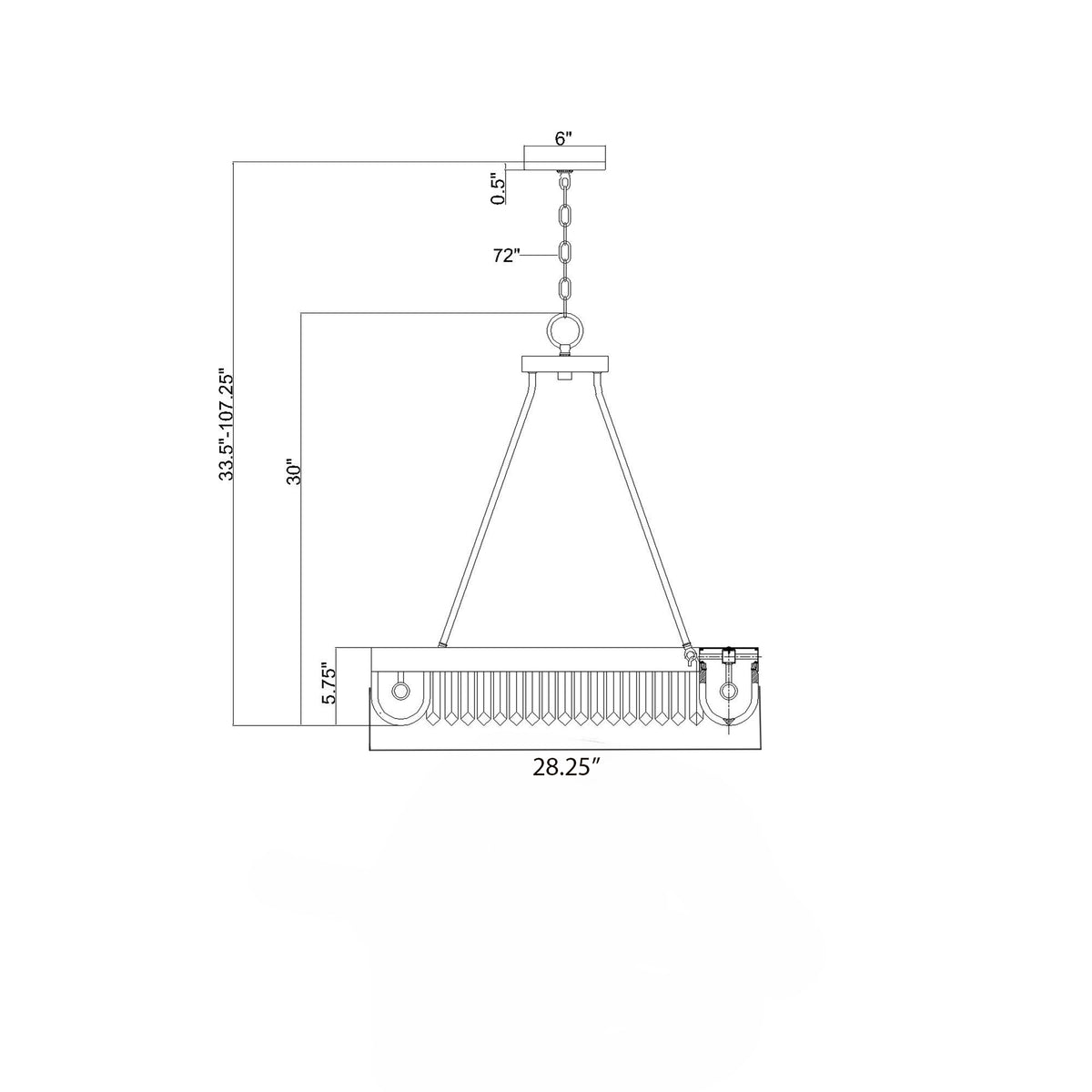 Alister 28.25'' Chandelier dimensions