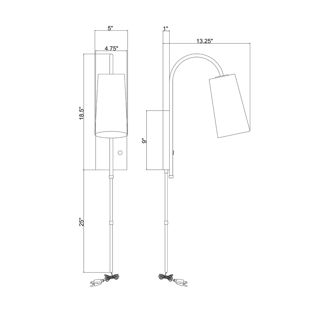 Alexa 5'' Task Sconce dimensions