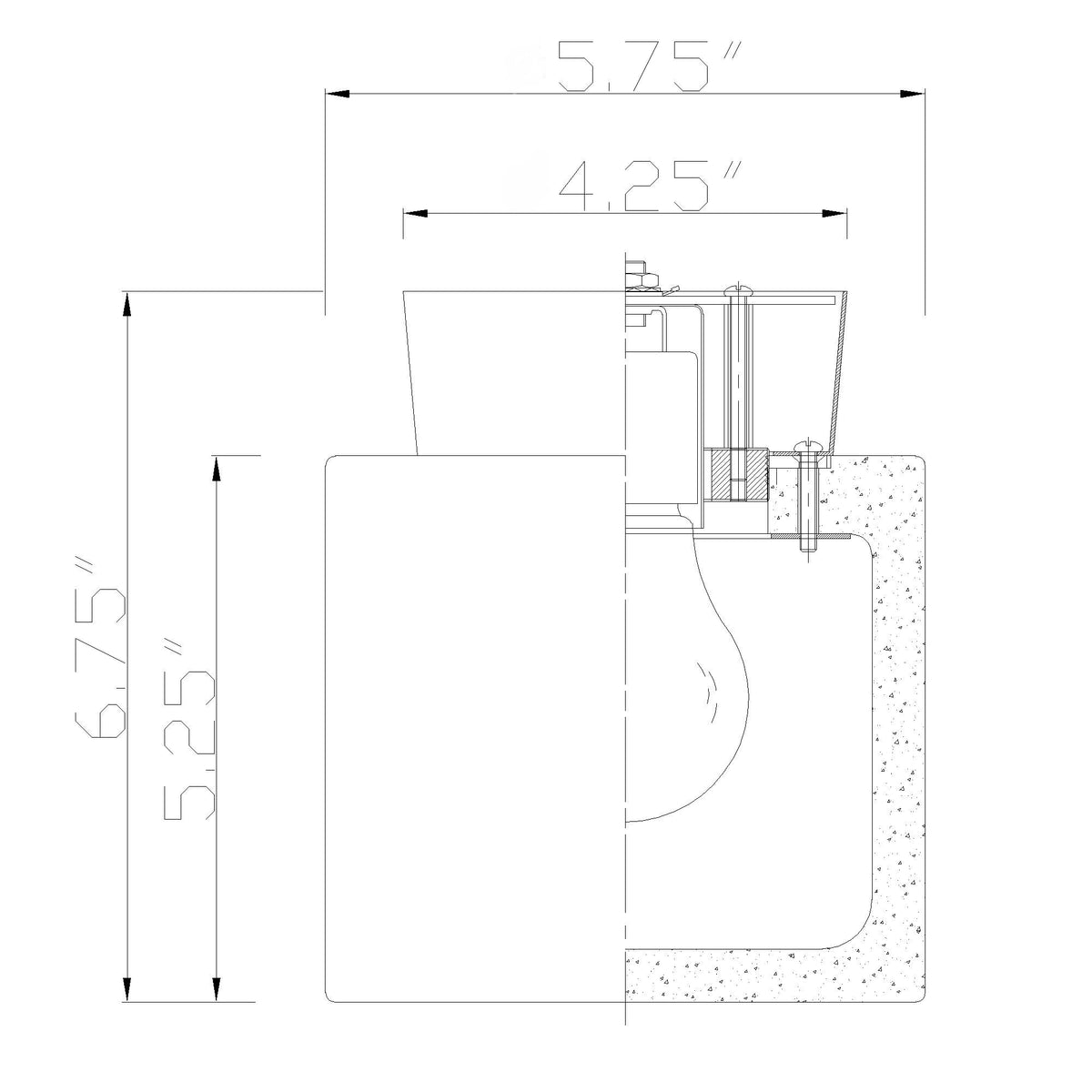 Acme 5.75'' Semi Flush Mount dimensions