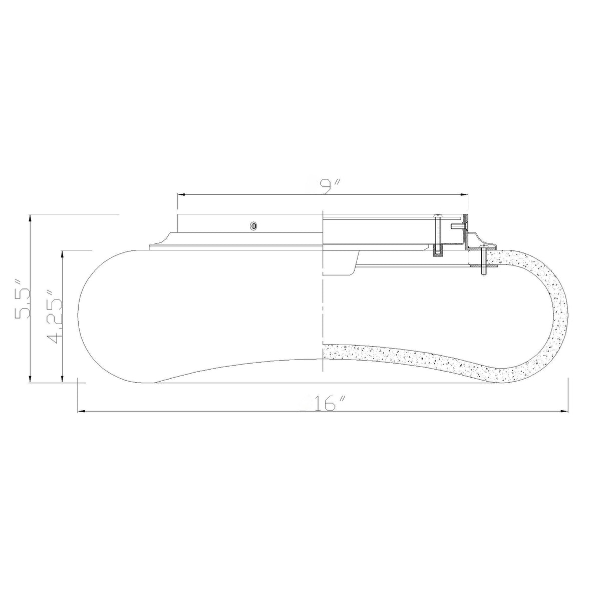 Acme 16'' Integrated LED Flush Mount dimensions