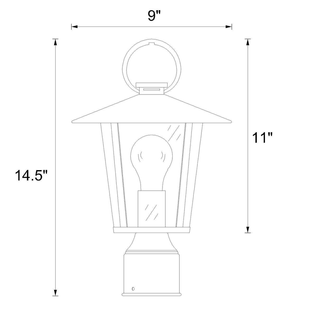 Andover 9'' Outdoor Post dimensions