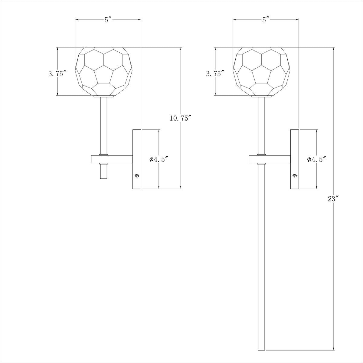 Aragon 4.5'' LED Sconce dimensions