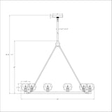 Aragon 36'' LED Chandelier - Dimensions Diagram (ARA-10265-SB)