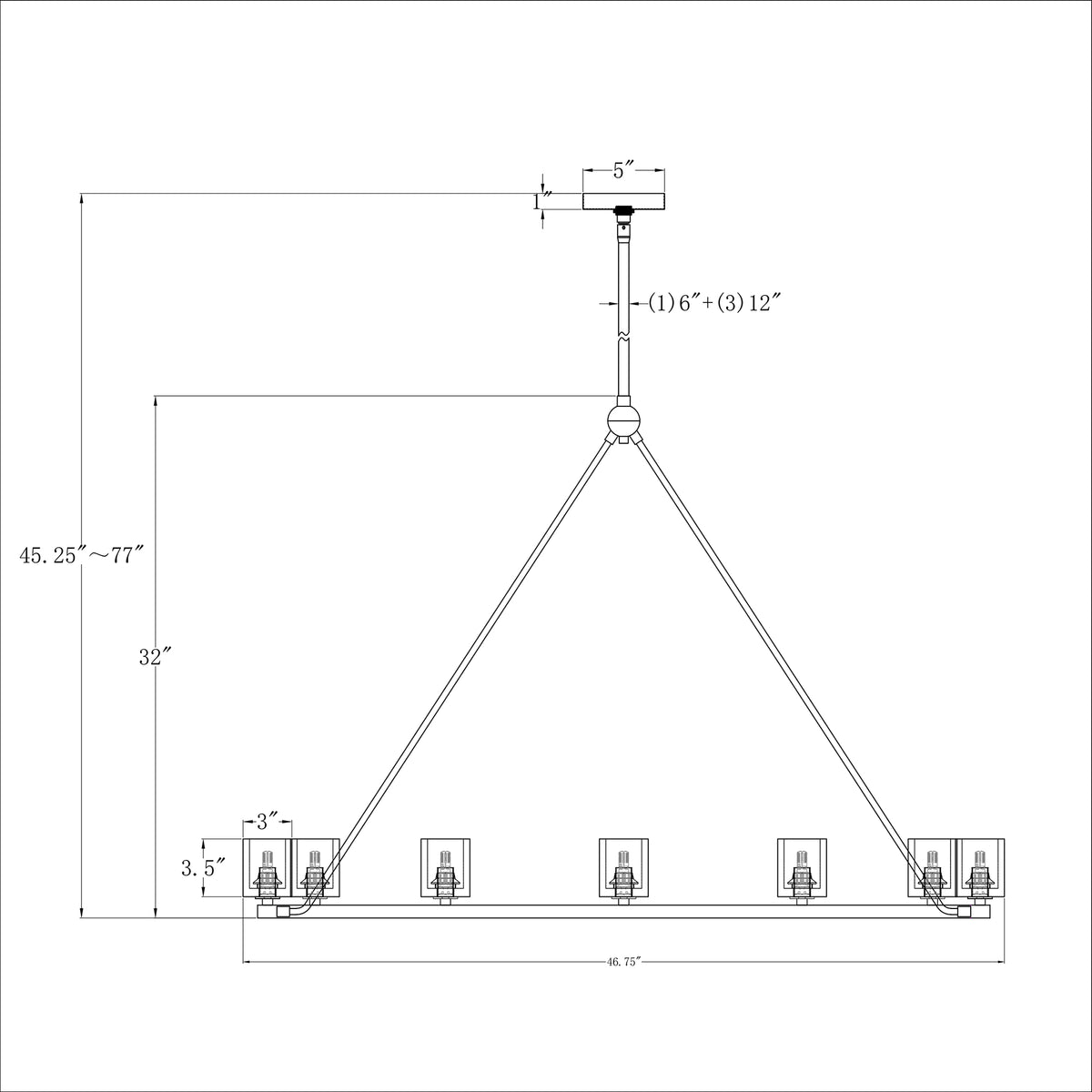 Aragon 46.75'' LED Chandelier dimensions