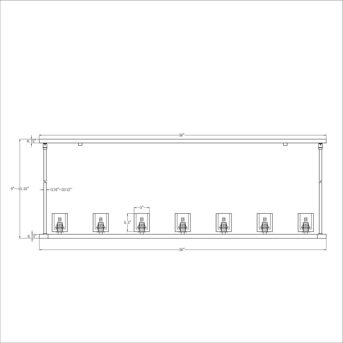 Aragon 56'' LED Linear Chandelier dimensions