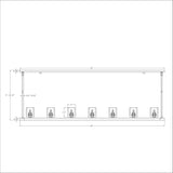 Aragon 56'' LED Linear Chandelier - Dimensions Diagram (ARA-10267-SB-ST)