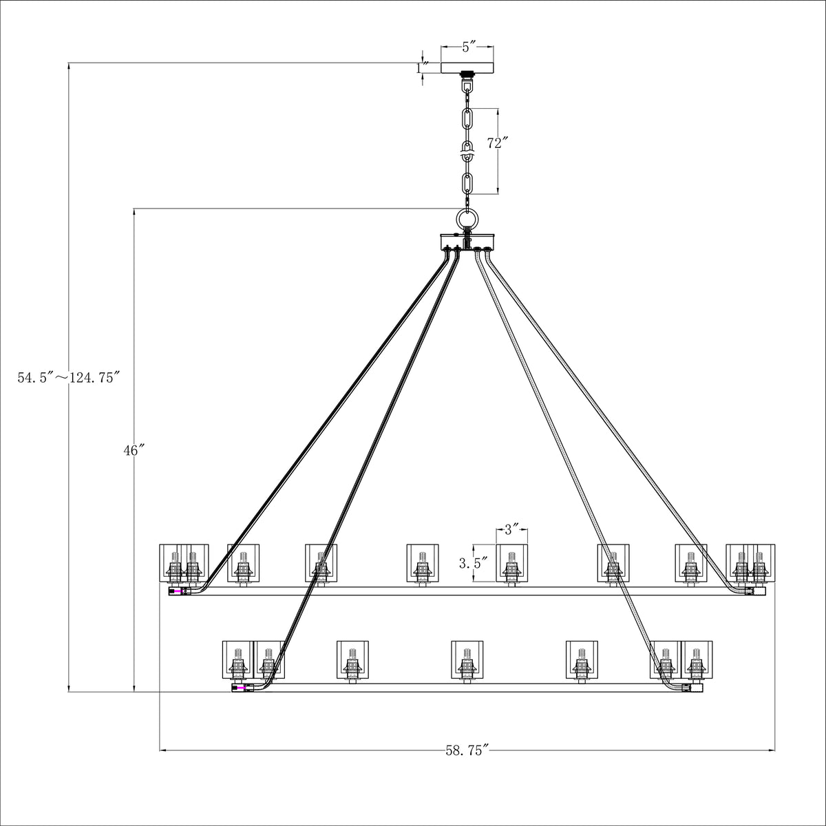Aragon 58.75'' LED Chandelier dimensions