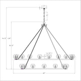 Aragon 60'' LED Chandelier - Dimensions Diagram (ARA-10269-SB)