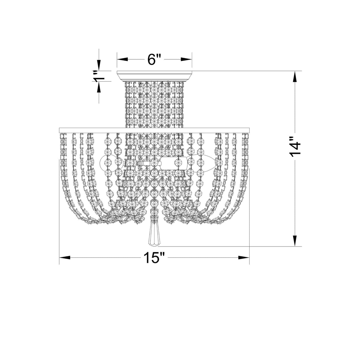 Arcadia 15'' Semi Flush Mount dimensions