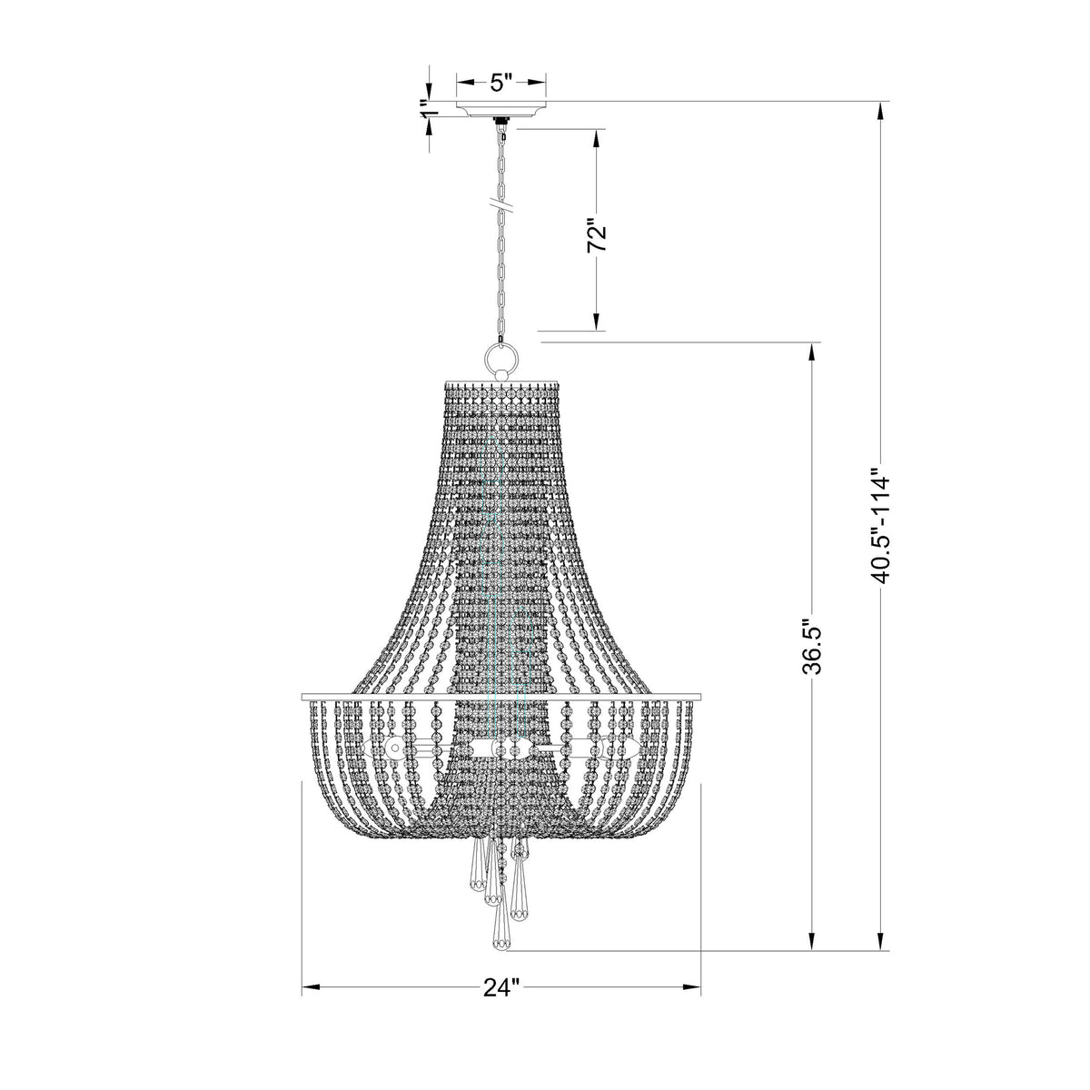 Arcadia 24'' Chandelier dimensions