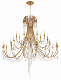 Arcadia 61'' Chandelier in Antique Gold - Front View (ARC-1929-GA-CL-MWP)