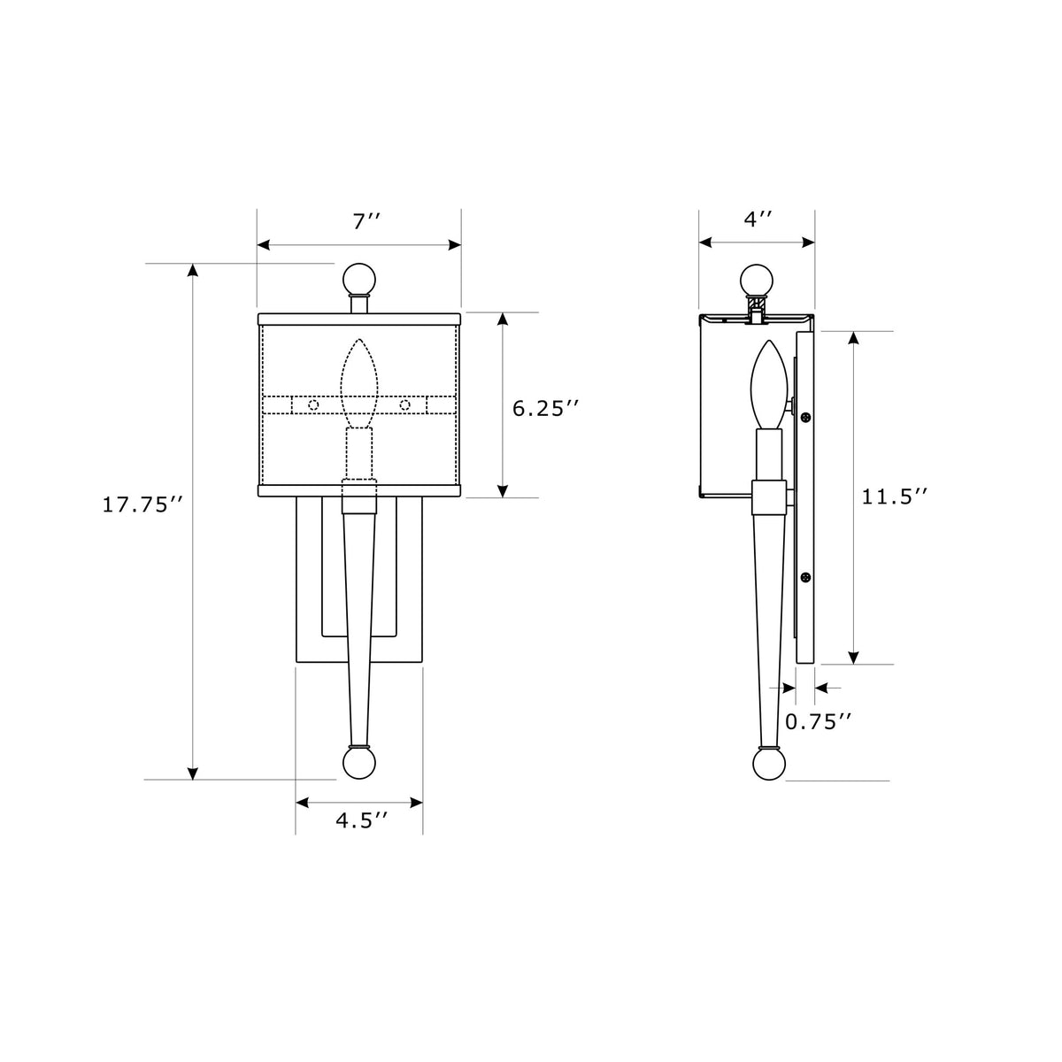 Ardson 7'' Sconce dimensions