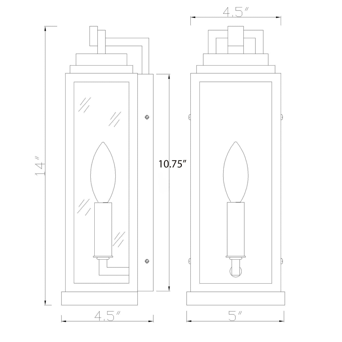Aspen 5'' Outdoor Sconce dimensions