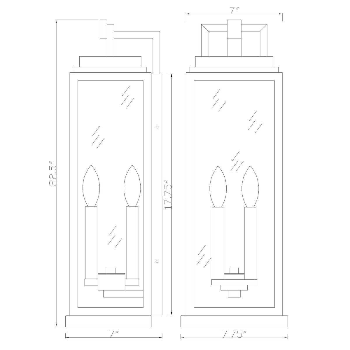 Aspen 7.75'' Outdoor Sconce dimensions