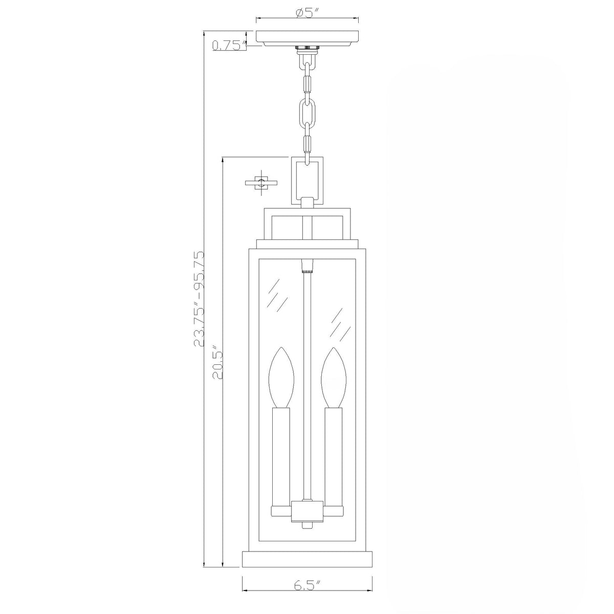 Aspen 6.5'' Outdoor Pendant dimensions