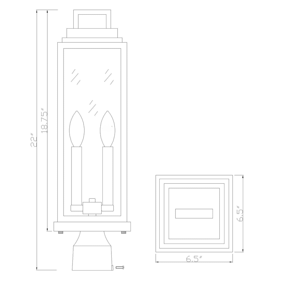 Aspen 6.5'' Outdoor Post dimensions