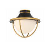 Atlas 13.5'' Outdoor Semi Flush Mount in Matte Black - Textured Gold - Front View (ATL-700-MK-TG)