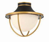 Atlas 13.5'' Outdoor Semi Flush Mount in Matte Black - Textured Gold - Front View (ATL-700-MK-TG)