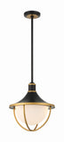 Atlas 16.5'' Outdoor Pendant in Matte Black - Textured Gold - Front View (ATL-705-MK-TG)