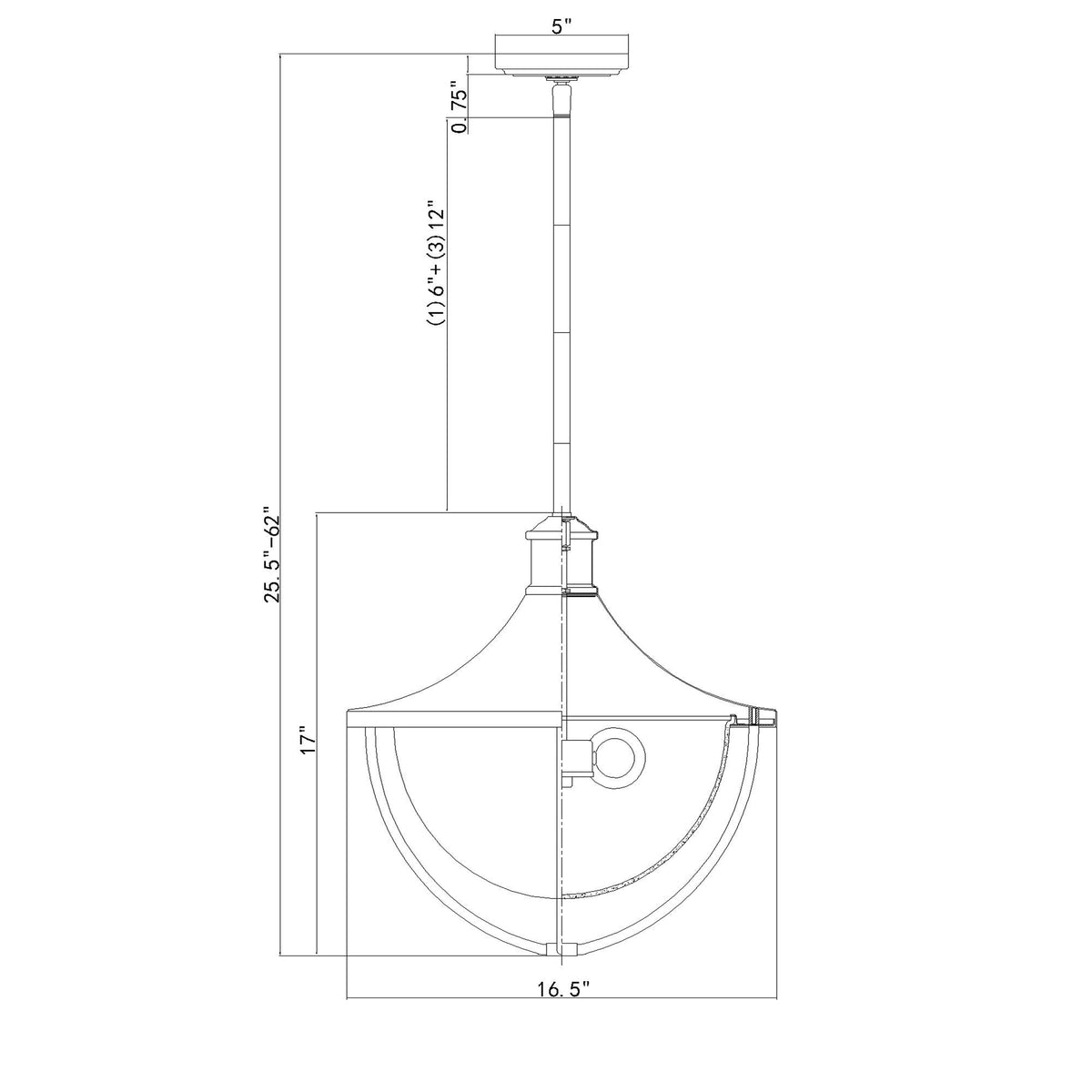 Atlas 16.5'' Outdoor Pendant dimensions