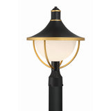 Atlas 13.5'' Outdoor Post in Matte Black - Textured Gold - Front View (ATL-709-MK-TG)