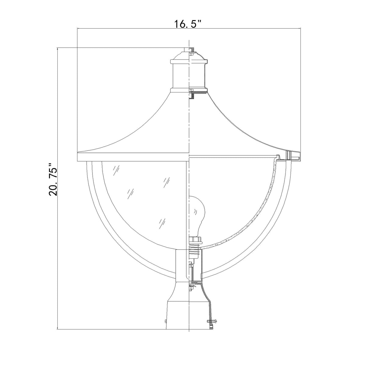 Atlas 16.5'' Outdoor Post dimensions