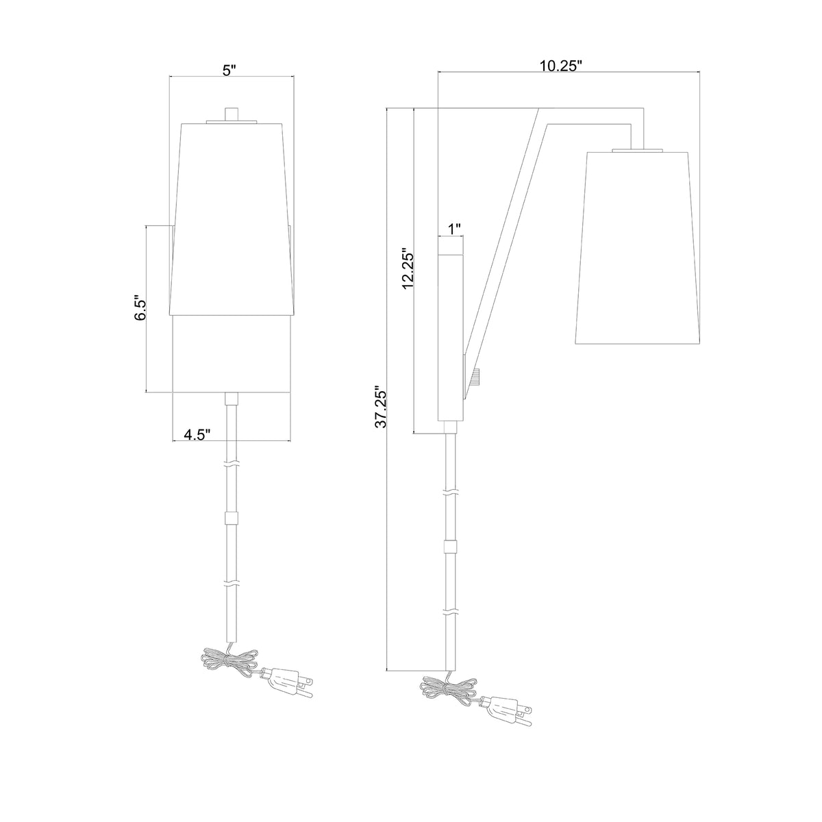 Avon 5'' Task Sconce dimensions