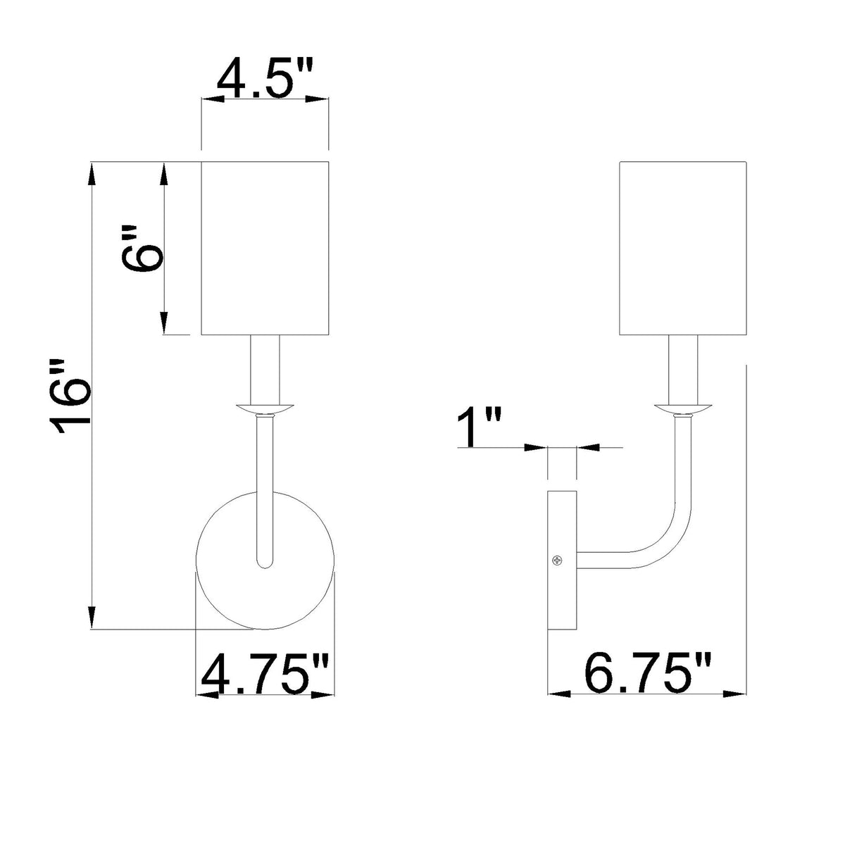 Bailey 4.75'' Sconce dimensions