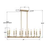 Bailey 42'' Linear Chandelier - Dimensions Diagram (BAI-A2112-AG)
