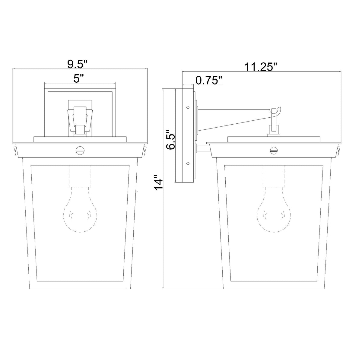 Belmont 9.5'' Outdoor Sconce dimensions