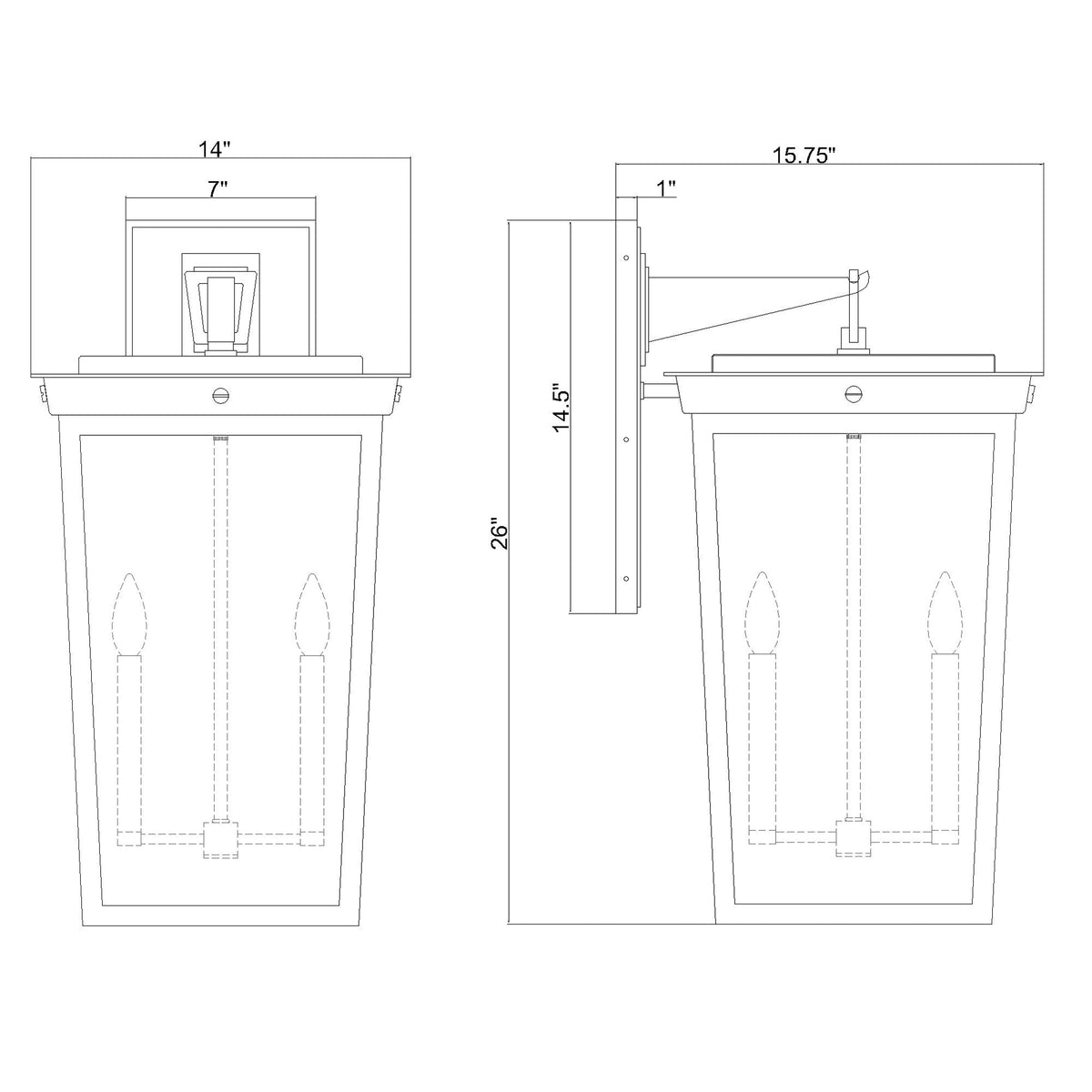 Belmont 14'' Outdoor Sconce dimensions
