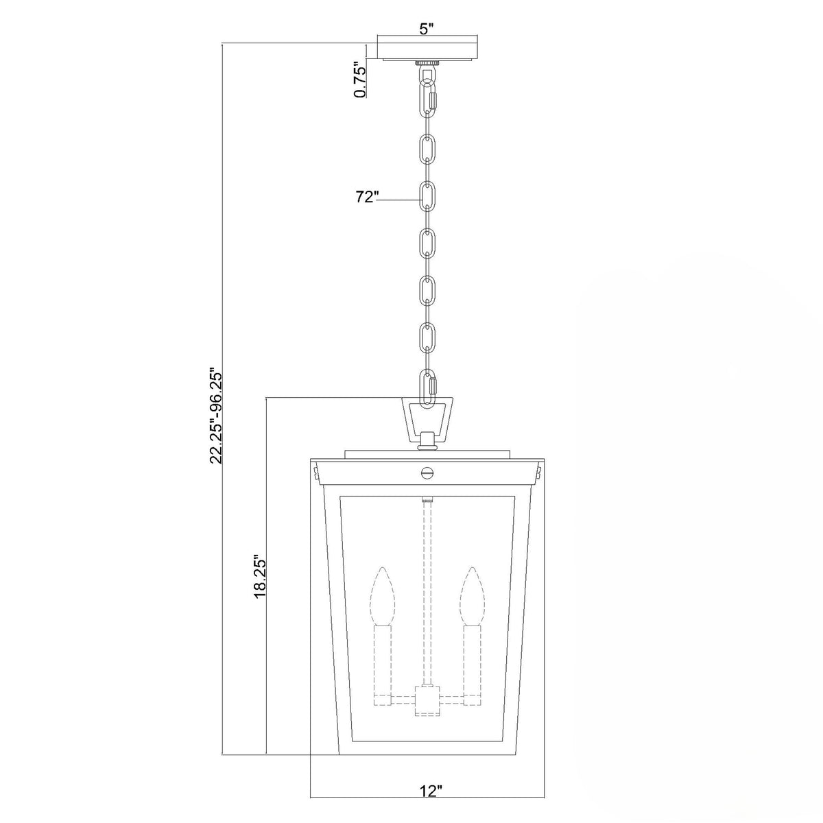 Belmont 12'' Outdoor Pendant dimensions