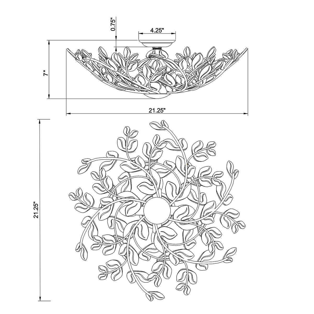 Bridget 21.75" Semi Flush Mount dimensions