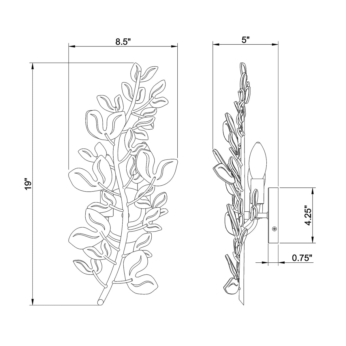 Bridget 8.5" Sconce dimensions