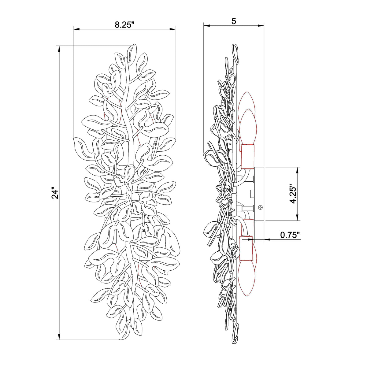 Bridget 8.25" Sconce dimensions