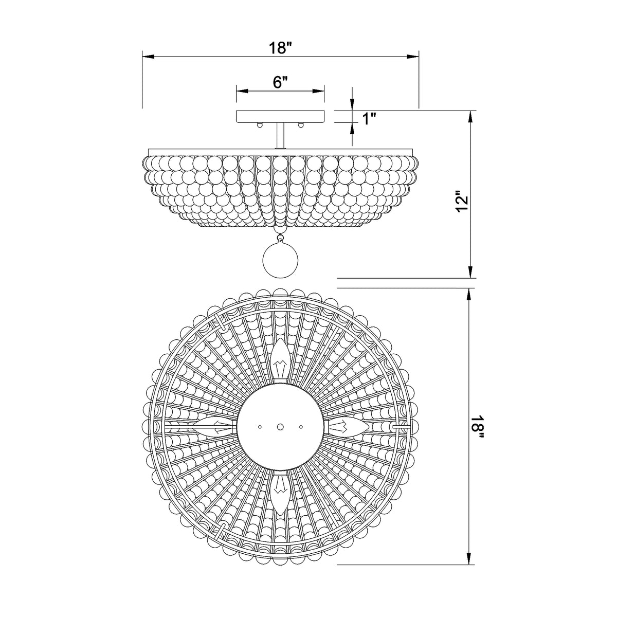 Bella 18'' Semi Flush Mount dimensions