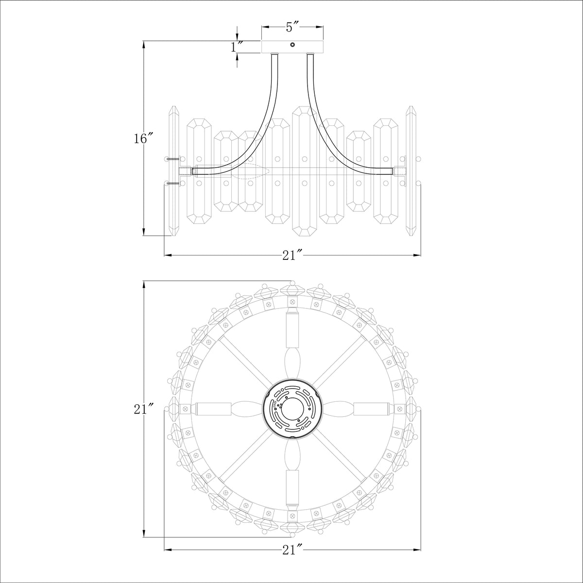 Bolton 20.75'' Semi Flush Mount dimensions